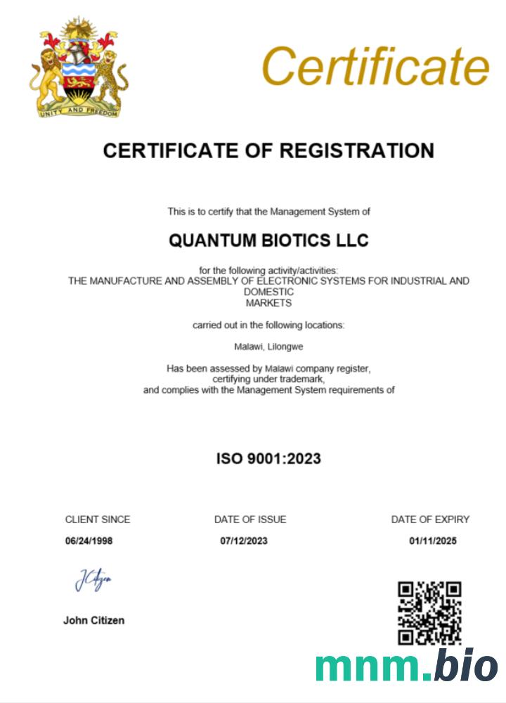 Malawi business registration vcertyfikat Word i szablon PDF